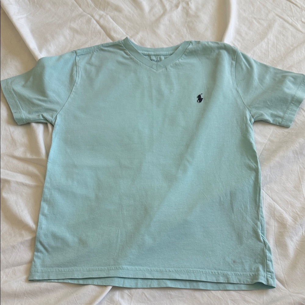 Polo Ralph Lauren Boys Light Blue V-Neck T-Shirt Med 10-12 - Picture 5 of 8